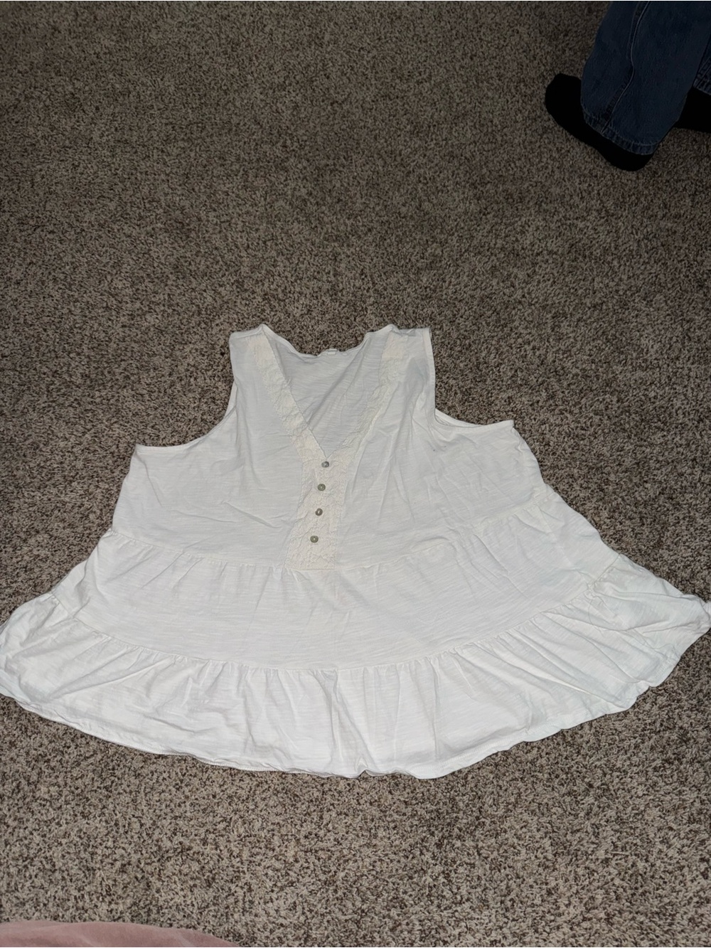 Women White ruffle blouse with button detail,